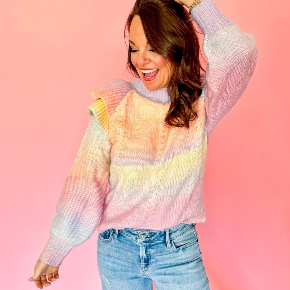 THML Pastel Ruffle Sleeve Sweater - Picture 3 of 9